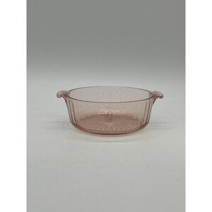 Vintage Anchor Hocking Fortune Pink Depression Glass Oval Candy Dish With Handle